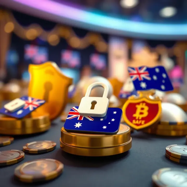 Secure online payment icons with Australian flag elements highlighting safe transactions