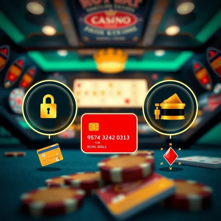 Reliable Payment Methods at Royal Reels Casino Secure payment options illustrated with credit cards and digital wallets icons