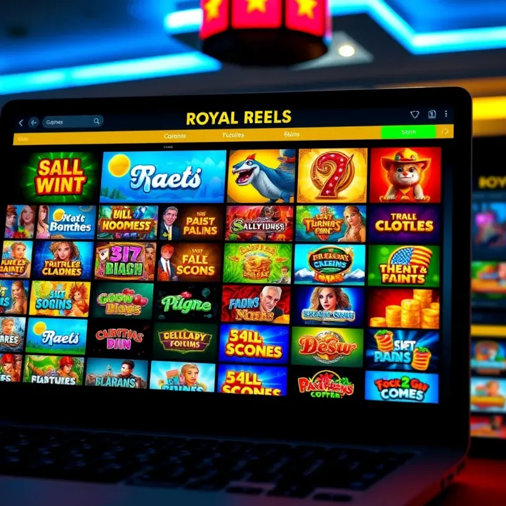 Online casino interface showcasing a variety of slot games with colorful graphics and engaging themes