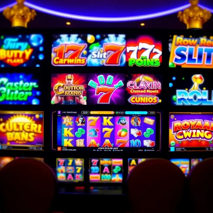 Bright and colorful casino interface showcasing a variety of slot games available for real money play