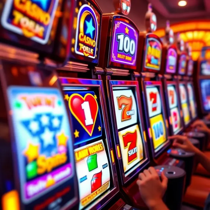 Colorful slot machine reels displaying various casino symbols engaging players in an online gaming session