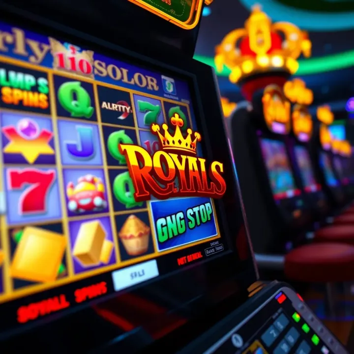 Online casino slot machine with glowing reels and symbols on screen