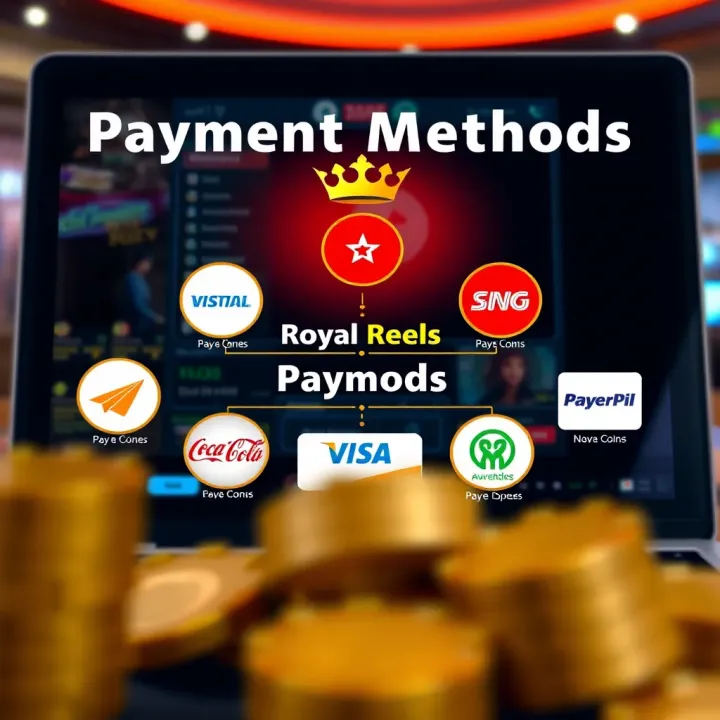 Graphic depicting various digital payment methods accepted by Royal Reels