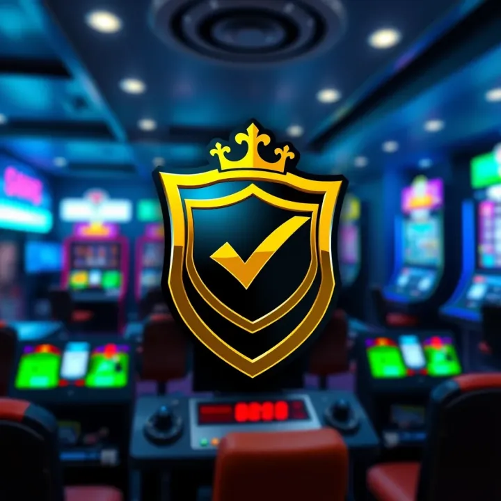 Graphic representing fairness and security in online gaming with shield and checkmark icons