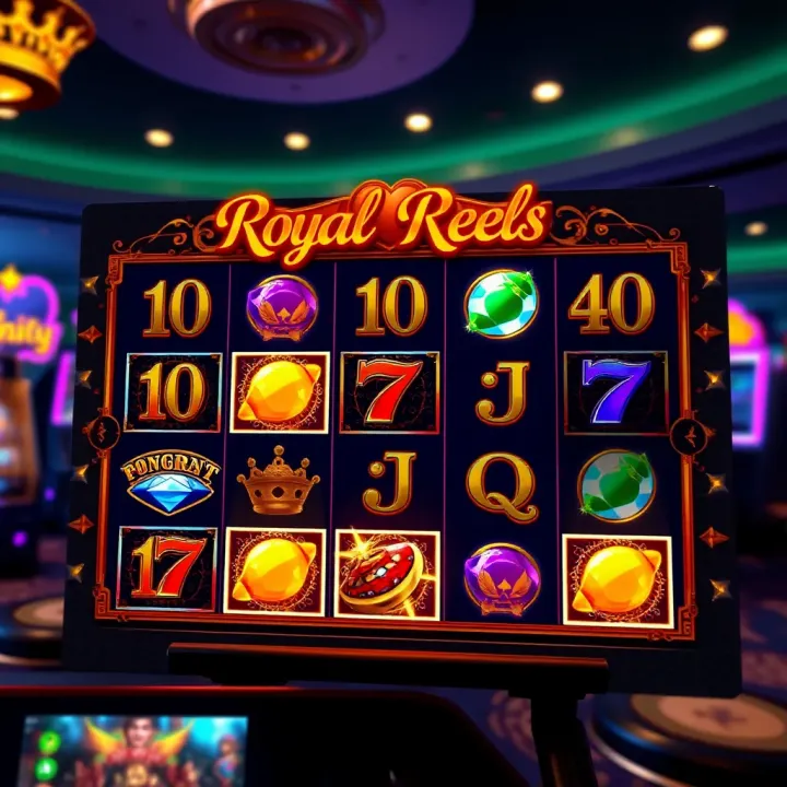 Free play mode on Royal Reels slot with highlighted bonus features