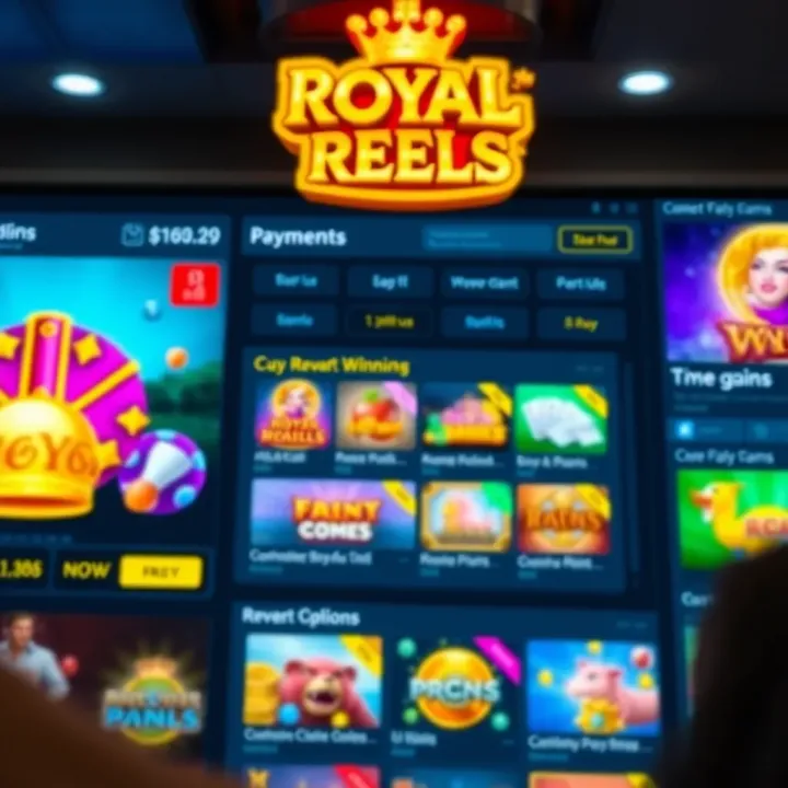 Selection of vibrant online casino games displayed on Royal Reels 18 interface with payment options visible