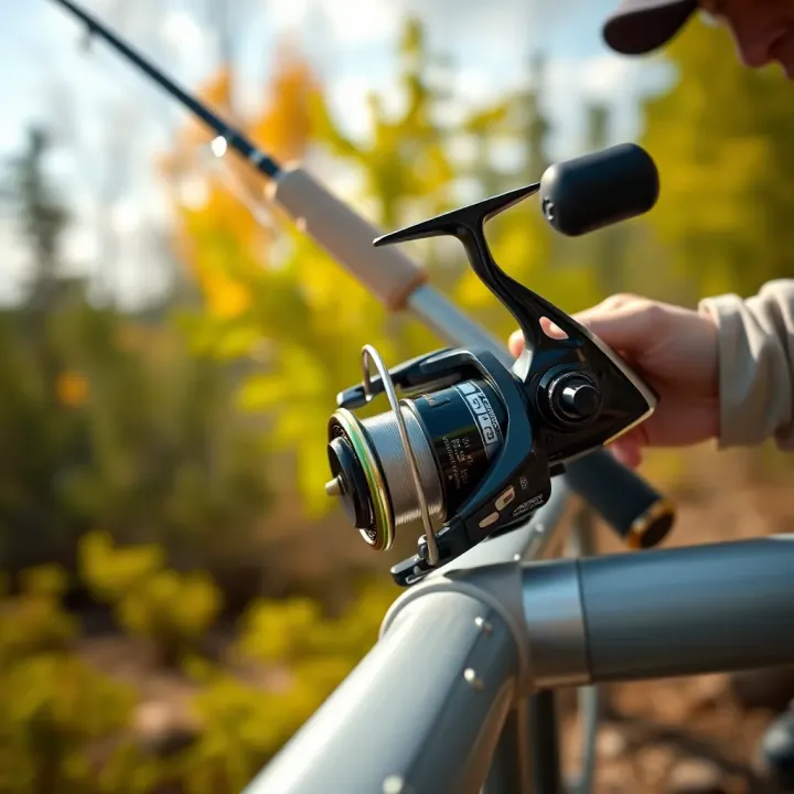 Fishing rod equipped with Royal Reels in outdoor natural setting demonstrating use