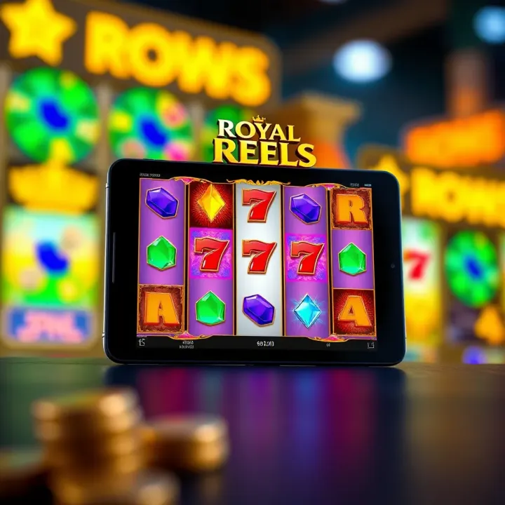 Royal Reels Slot Interface on iOS Royal Reels slot game interface displaying reels and vibrant symbols on an iOS device screen