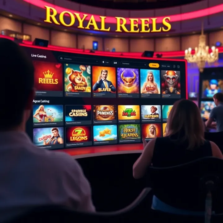 Royal Reels live dealer platform interface showcasing interactive casino game options and vibrant graphics