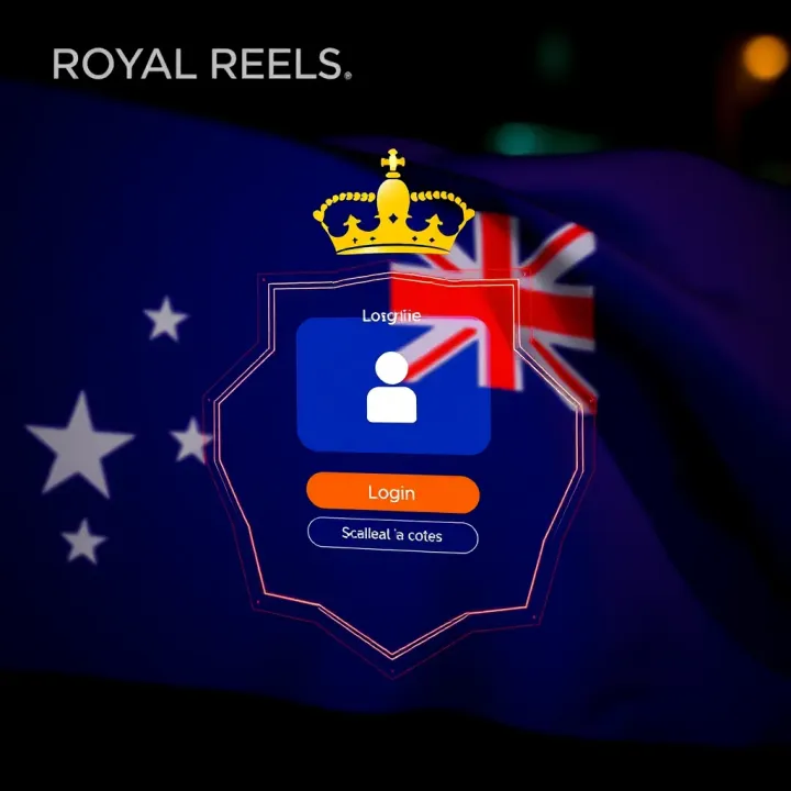 Secure login interface of Royal Reels platform with Australian flag background