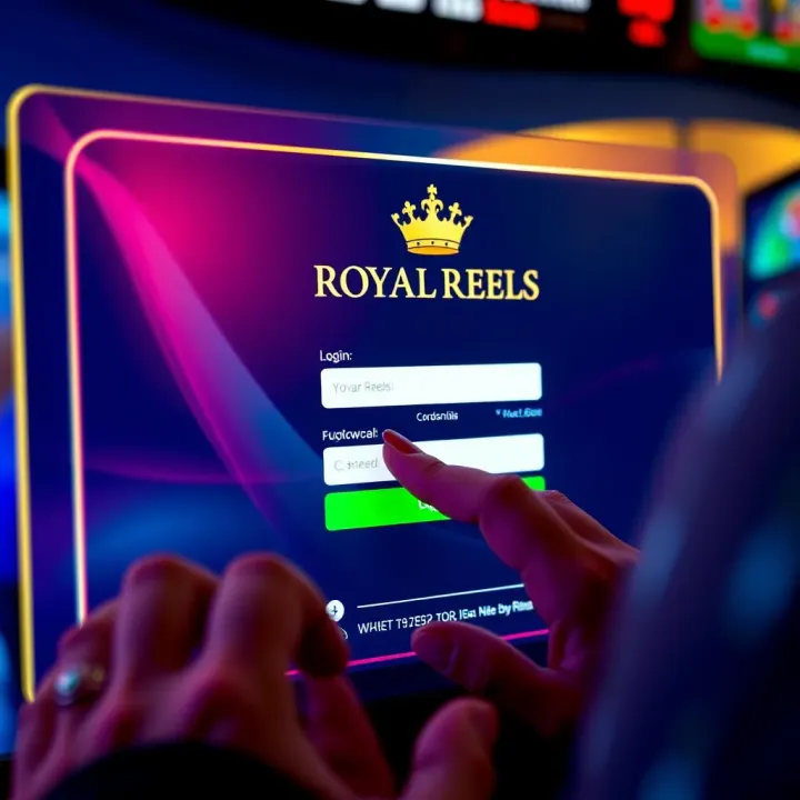 User entering credentials on Royal Reels login screen with secure connection icon