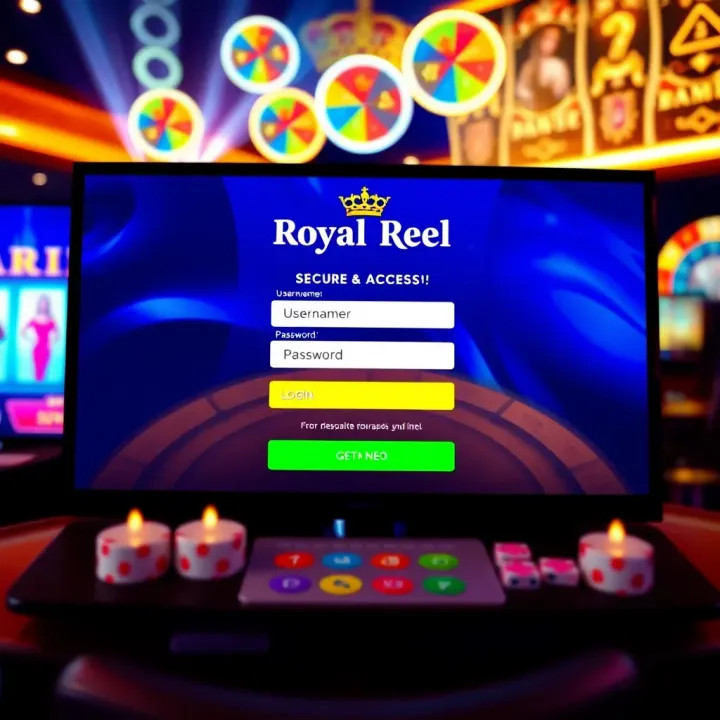 Secure Access to Royal Reels Account Secure login screen displaying username and password fields on an online casino platform