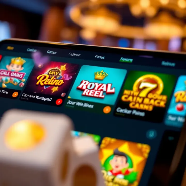 Game Selection on Royal Reels Mobile Platform User-friendly interface showcasing various casino games available on Royal Reels mobile platform