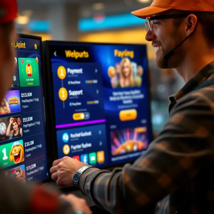 User navigating a secure and intuitive online casino interface with payment and support options