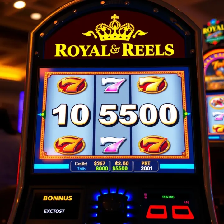 Visual Guide to Royal Reels No Deposit Bonus Codes Digital illustration of a slot machine displaying a bonus code on the screen