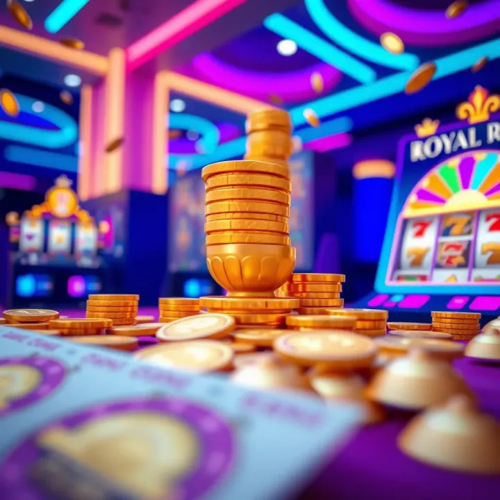 Exciting casino bonuses with golden coins and slot machine symbols on a vibrant background
