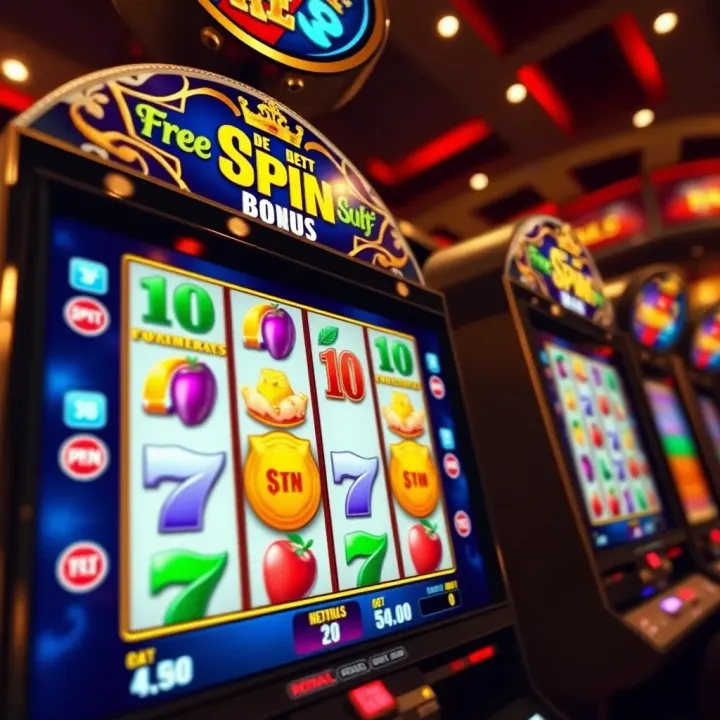 Digital slot machine displaying free spins bonus on Royal Reels casino interface