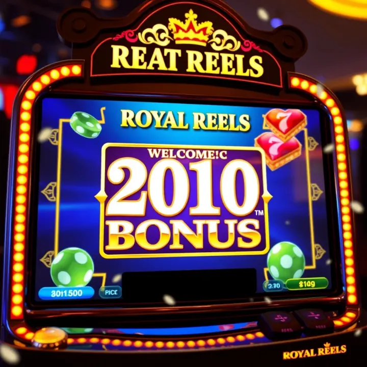 Digital slot machine interface showing a welcome bonus offer on a vibrant casino screen