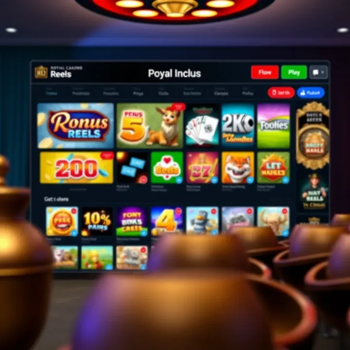 Overview of Royal Reels Online Casino Interface Royal Reels Online Casino homepage displaying various slot games and colorful banners