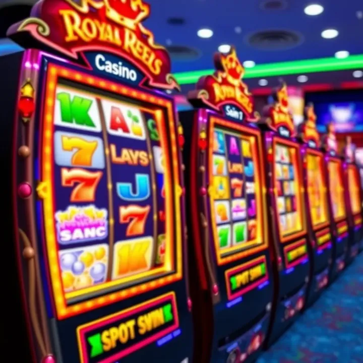 Colorful slot machine reels displaying various symbols in a vibrant online casino interface
