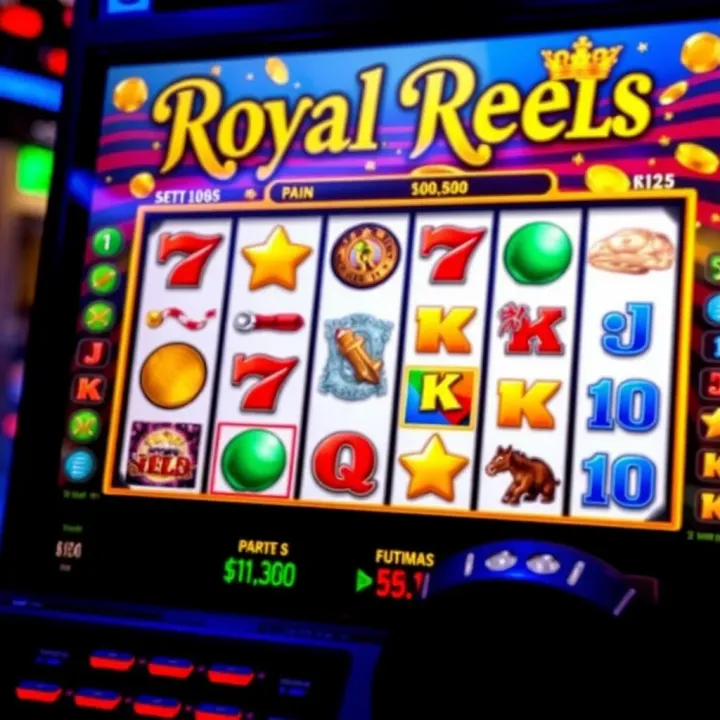Colorful online pokies game interface showing reels and classic symbols