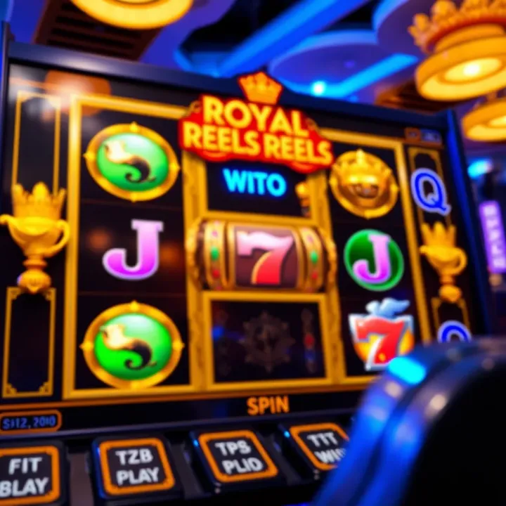 Colorful reels with symbols spinning on an online casino slot game interface