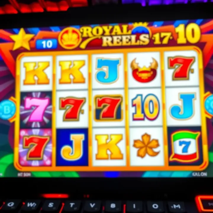 Vibrant Classic-Themed Online Slot Reels at Royal Reels 17.com Colorful online slot reels with various classic symbols on a digital screen
