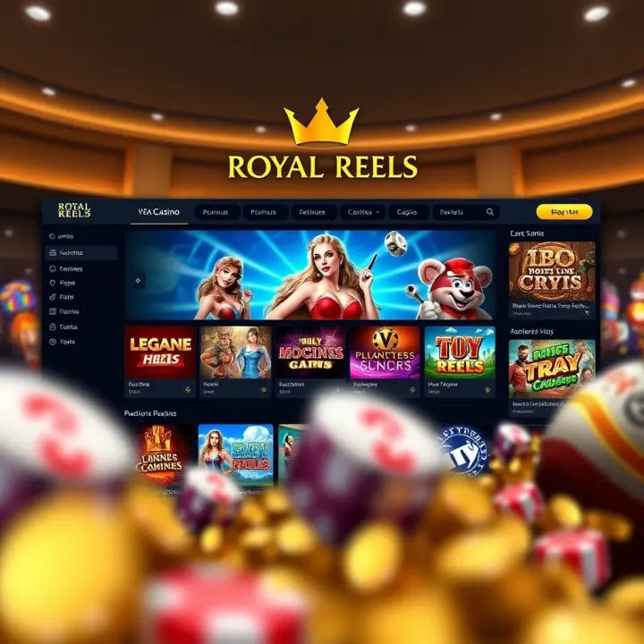 Royal Reels Online Casino Homepage Overview Royal Reels online casino homepage showcasing game categories and promotional banners