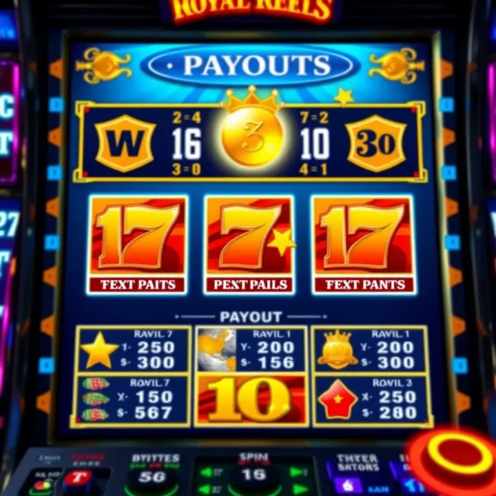 Understanding Payouts and Gameplay Tips for Royal Reels Slot machine payout table highlighting potential winning combinations and rewards