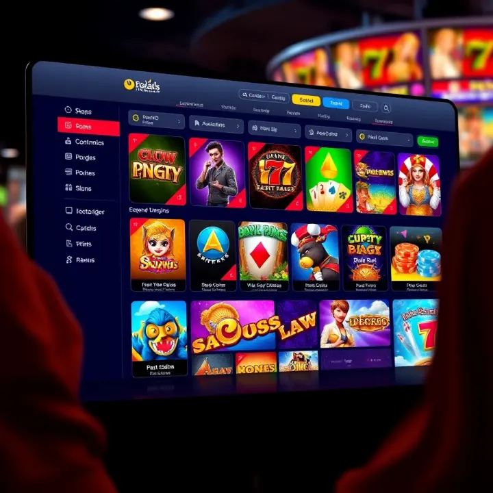 Royal Reels Platform Interface Overview User interface of Royal Reels platform showcasing game selection and navigation options