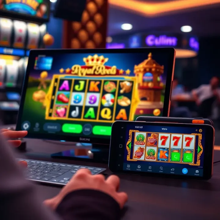 Royal Reels Pokies Gameplay on Mobile and Desktop Mobile and desktop devices showing Royal Reels pokies gameplay with clear interface