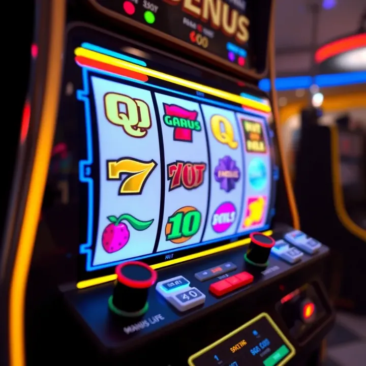 Illustration of a digital slot machine with glowing symbols representing bonus codes