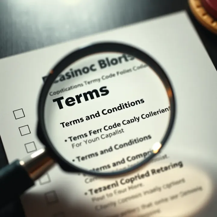 Graphic showing a checklist of terms and conditions with magnifying glass emphasizing details