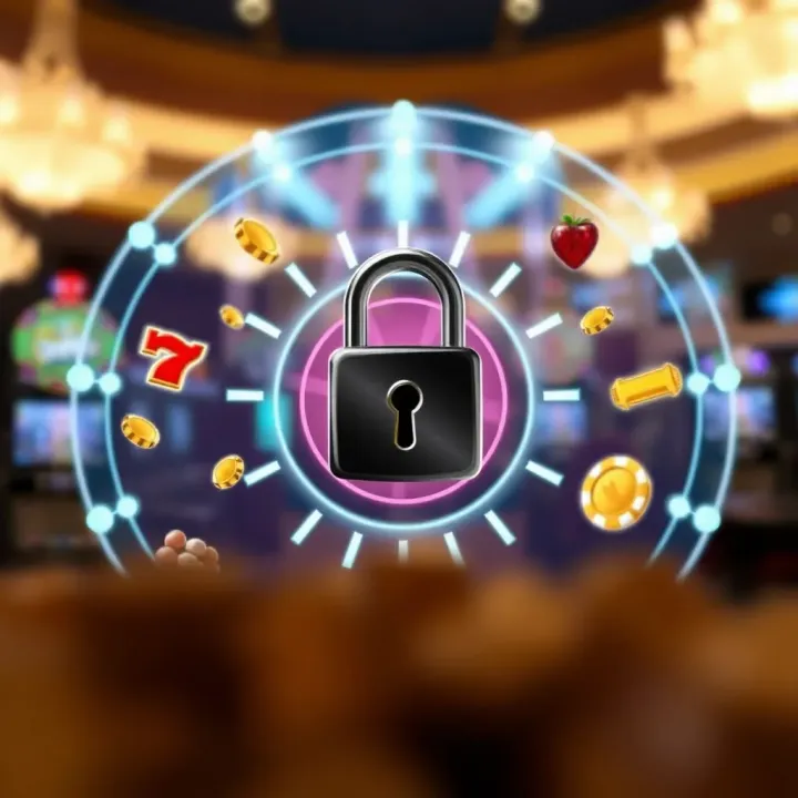 Illustration of secure account access with digital lock and gaming icons