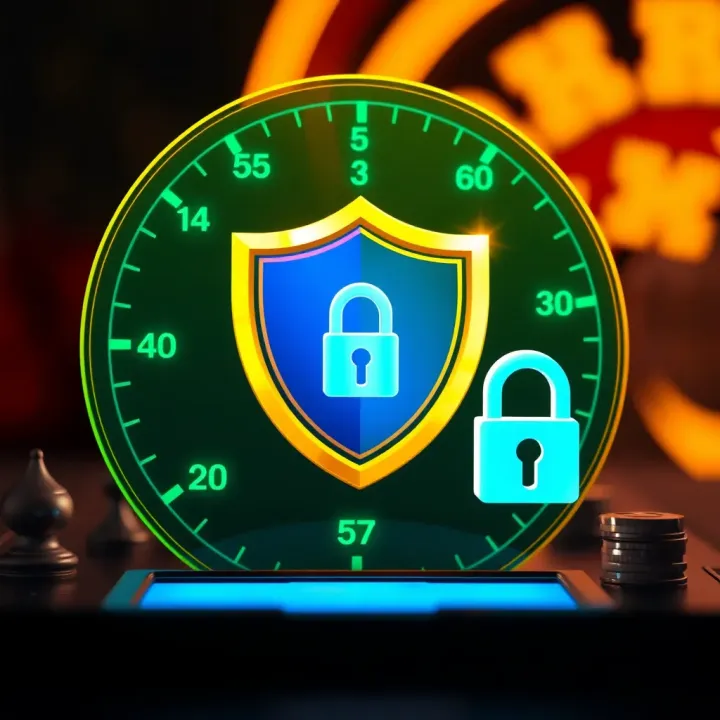 Security and Safety Features for Royal Reels Deposits Secure digital transaction representation with shield and lock icons highlighting safety and trust