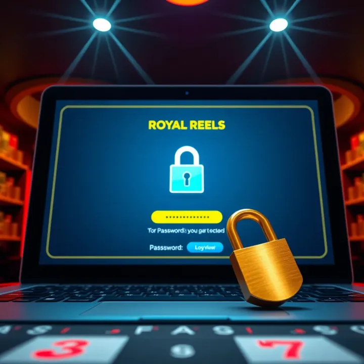 Ensuring Account Security on Royal Reels Secure login screen of Royal Reels with password protection icon