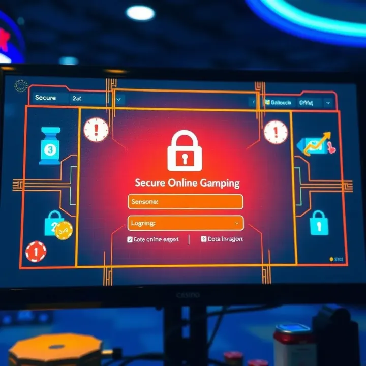 Secure login screen featuring encryption graphics symbolizing online gaming security