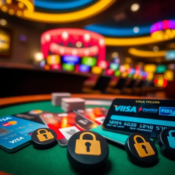 Secure online payment methods including credit cards, e-wallets, and encryption symbols