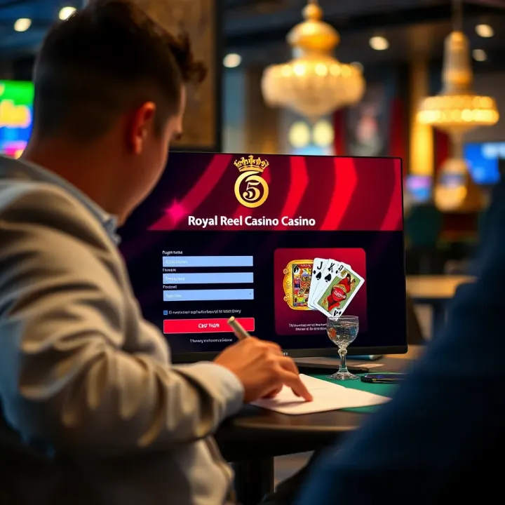 User filling out registration form on Royal Reels 5 Casino website