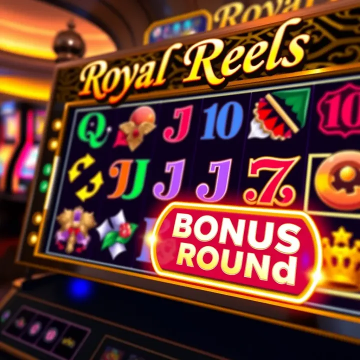 Royal Reels slot game interface showcasing reels filled with vibrant symbols and a highlighted bonus round trigger