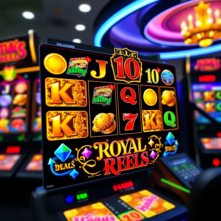 Royal Reels slot game screen showing vibrant symbols and reels in action