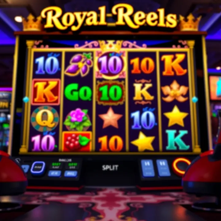 Royal Reels slot game screen showing vibrant symbols and bonus features