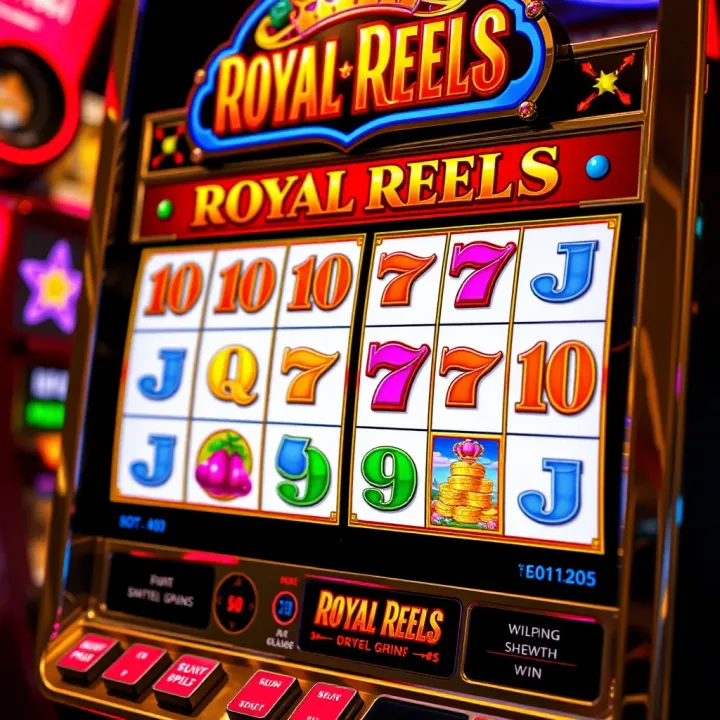 Colorful Royal Reels slot machine interface displaying spinning reels and vibrant symbols