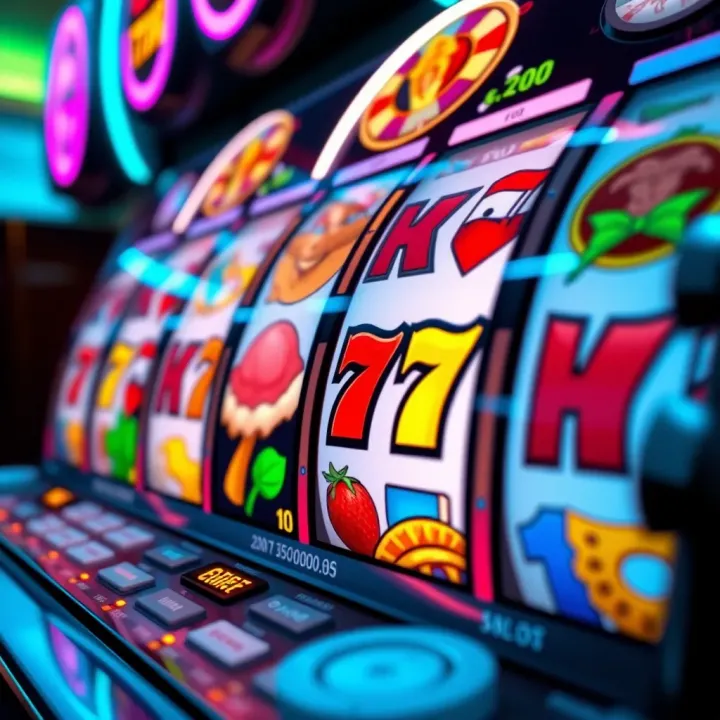 Dynamic Slot Machine Reels in Royal Reels Close-up of virtual slot machine reels featuring themed icons and dynamic animations