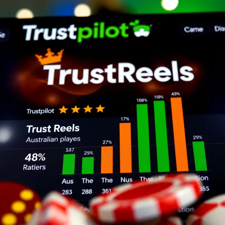 Graph displaying user ratings and trust scores from Australian players on Trustpilot