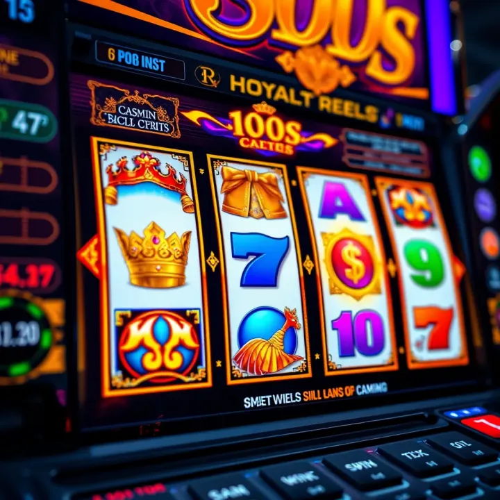 Colorful reels displaying various themed symbols on a casino slot machine interface