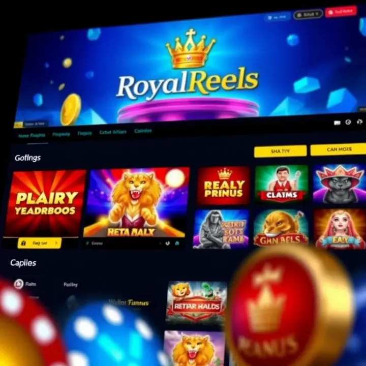 RoyalReels.com homepage showcasing a variety of slot games with vibrant colors and clear navigation