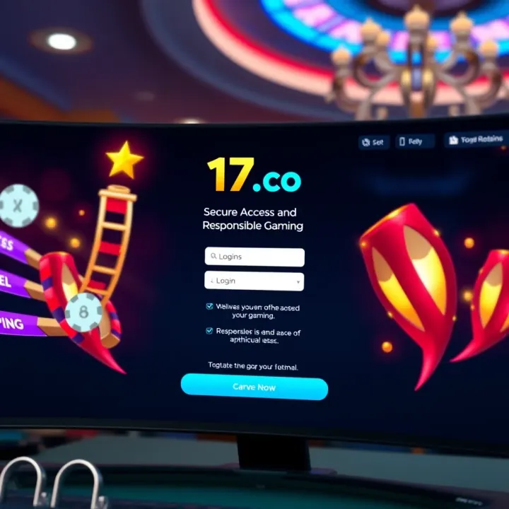 Secure login screen of 17.co emphasizing safe access and responsible gaming features