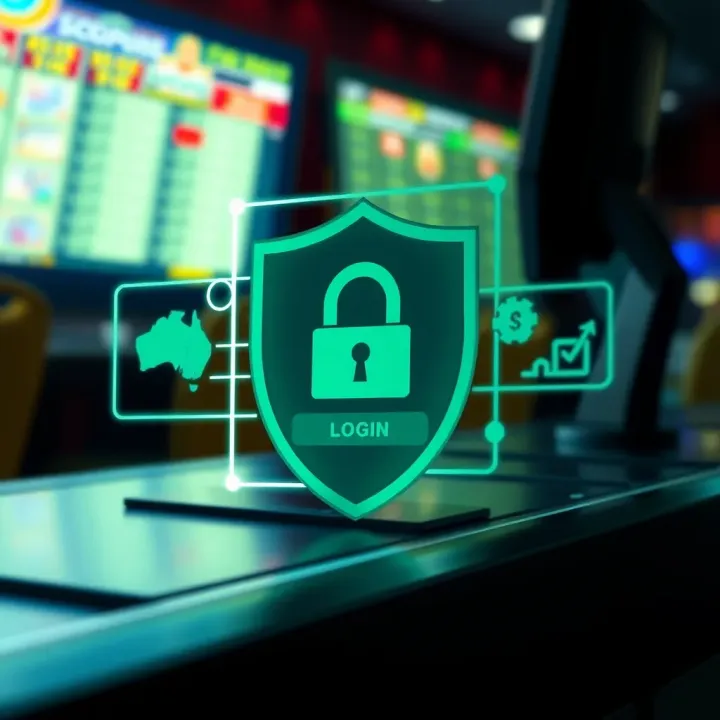 Illustration of a secure login process with symbols representing data protection and privacy