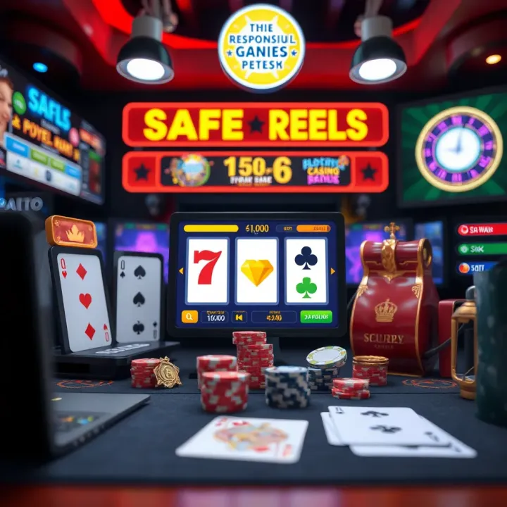 Safe and Responsible Online Gambling Setup Illustration of a secure online gambling environment with symbols of trust and responsible betting